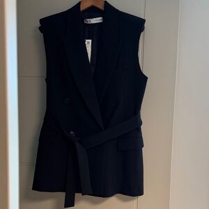 Zara Black Double-Breasted Vest